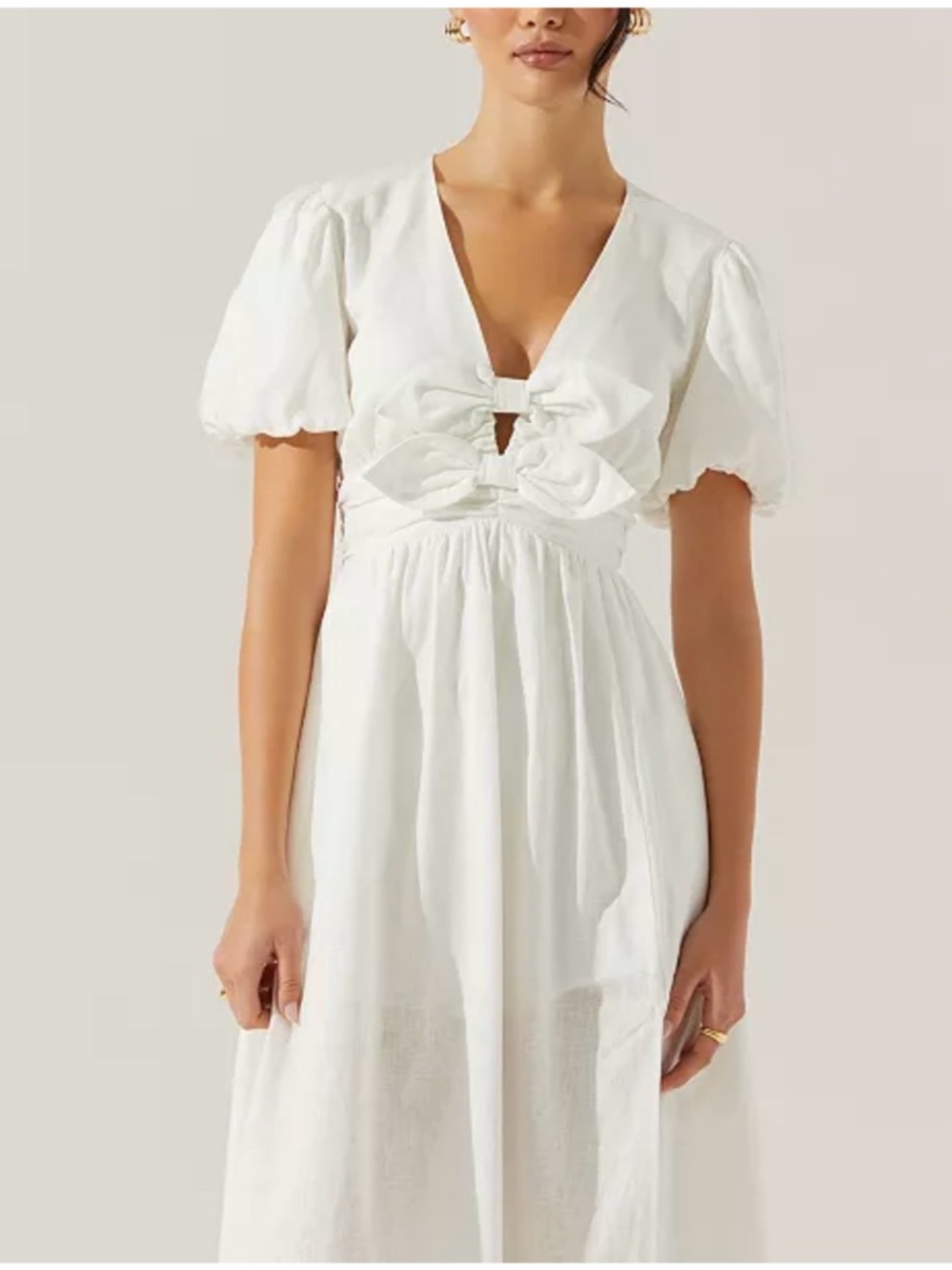 ASTR THE LABEL Linen Bow Front Midi Dress NWT - Picture 6 of 6